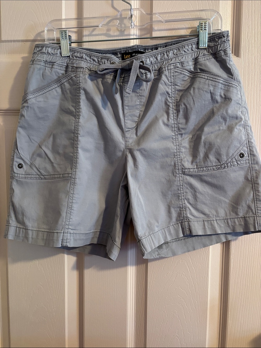 Lee Womens Light Gray Drawstring Cargo Shorts